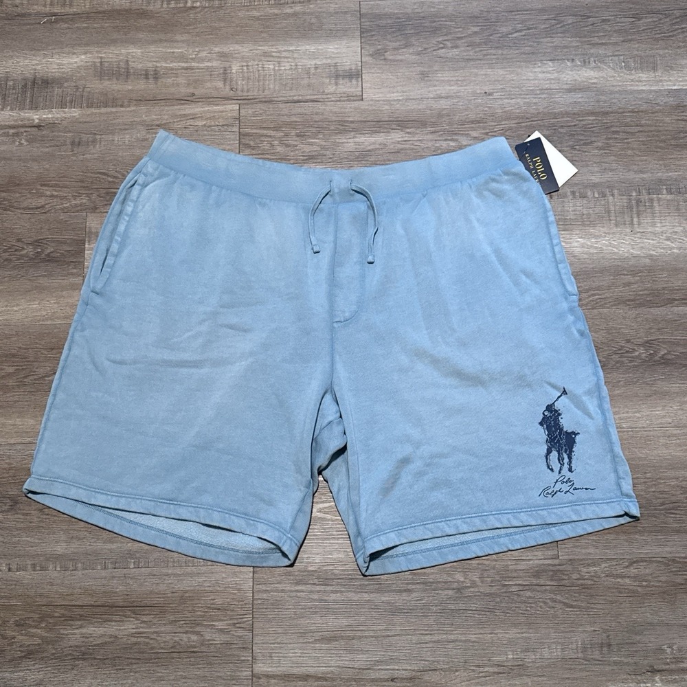 NEW Polo Ralph Lauren Men's Size 6XB Big Pony Blue Dyed Fleece Shorts 6XL Big